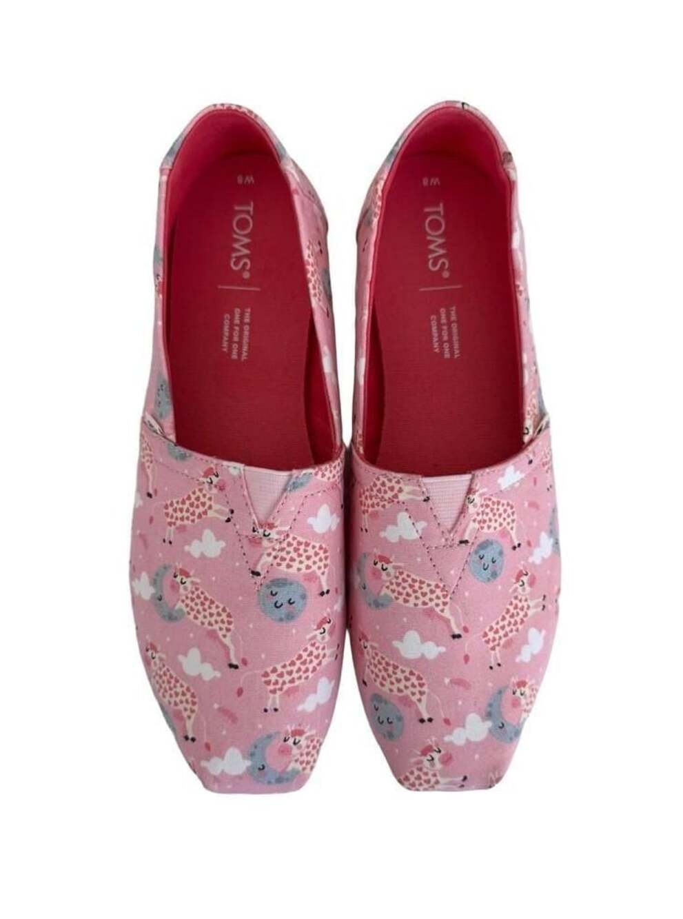 TOMS Women's Alpargata Pink 'Cow Jumped Over the Moon' Print Canvas Slip-On Shoe